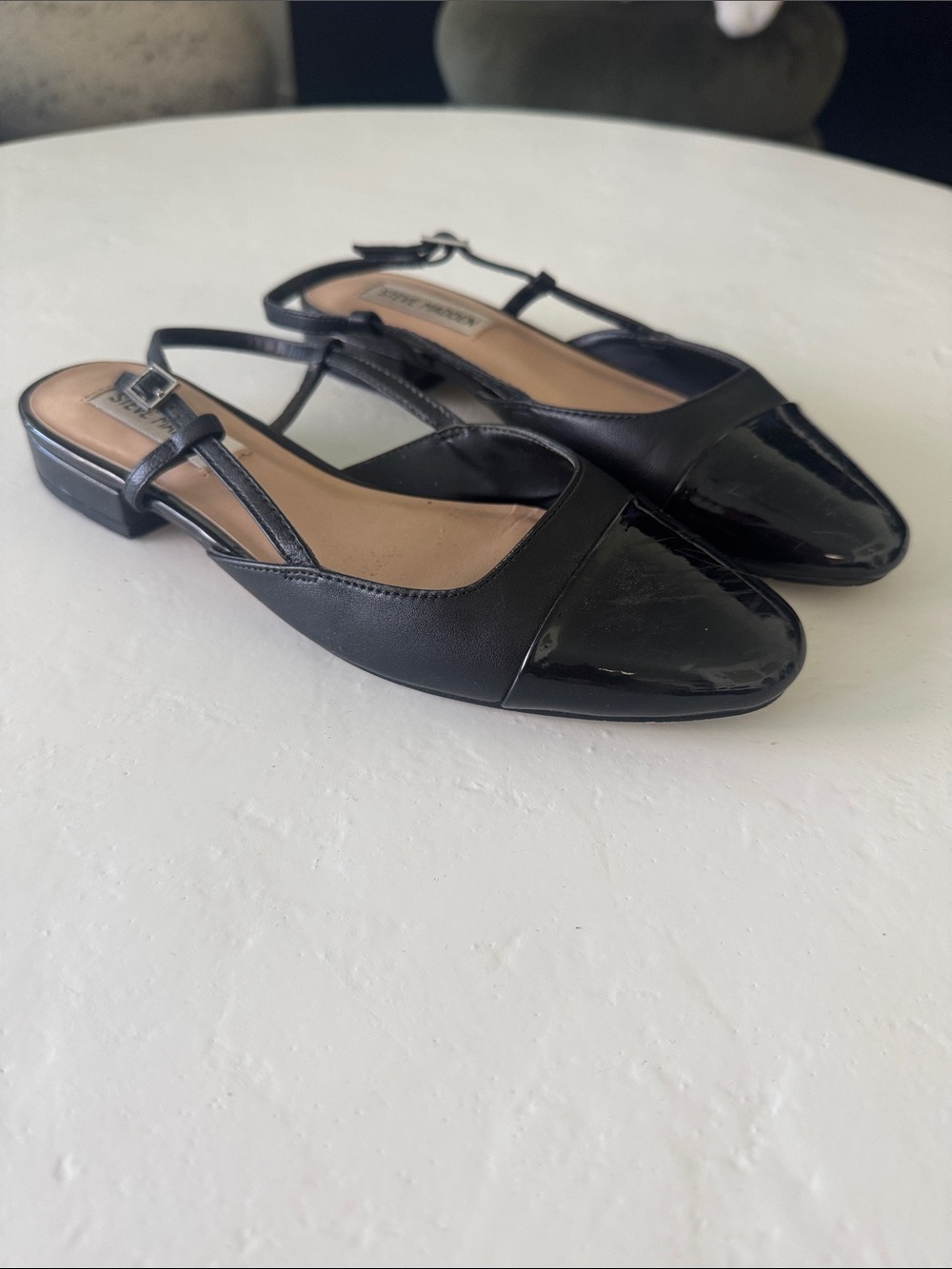 Steve Madden Black Pointed-Toe Slingback Flats